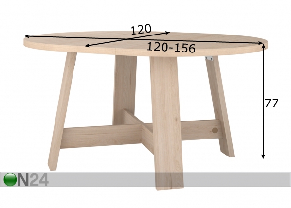 Удлиняющийся обеденный стол Vanille 120-156x120 cm размеры