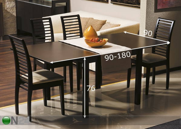 Удлиняющийся обеденный стол Vento 90x90-180 cm размеры