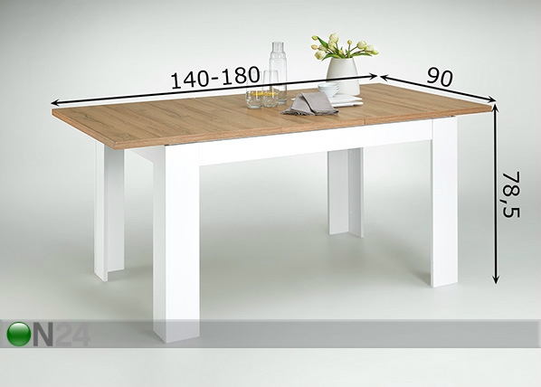 Удлиняющийся обеденный стол Viborg 8 90x140-180 cm размеры