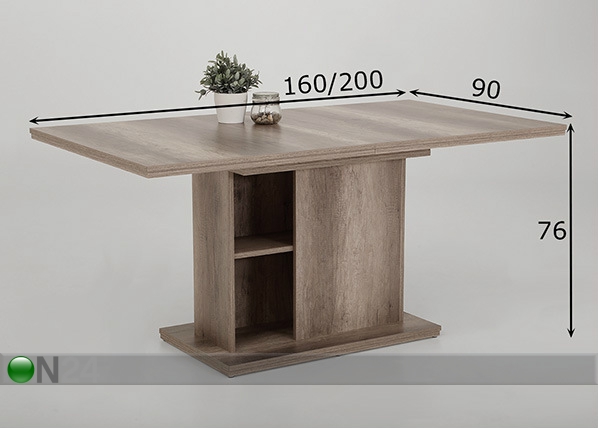 Удлиняющийся обеденный стол Viktoria 90x160/200 cm размеры