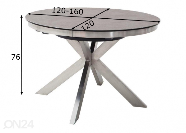Удлиняющийся обеденный стол Winnipeg 120/160x120 cm размеры