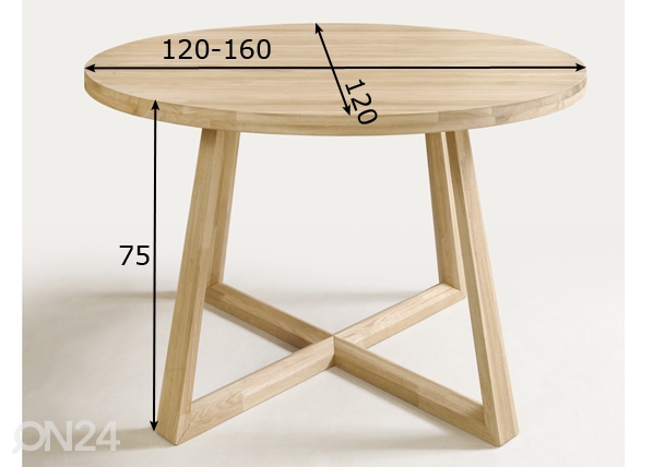 Удлиняющийся обеденный стол из дуба Merbi 120/160x120 cm, белое масло