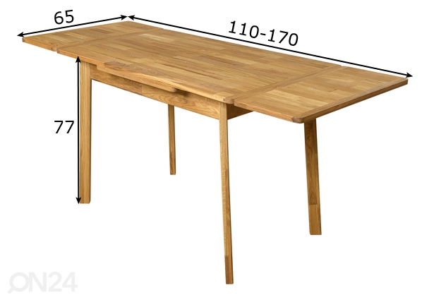 Удлиняющийся обеденный стол из дуба Mini1 110-170x65 cm размеры