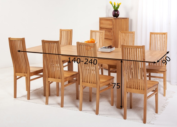 Удлиняющийся обеденный стол из массива дуба London 140-240x90 cm размеры