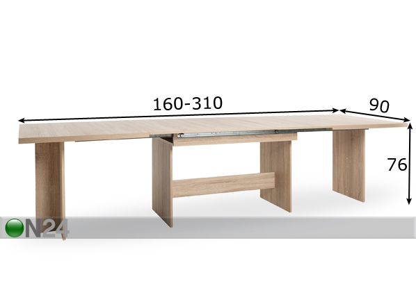 Удлиняющийся рабочий стол 160-310x90 cm размеры
