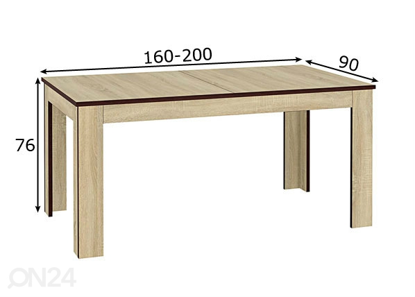 Удлиняющийся стол 90x160-200 cm размеры