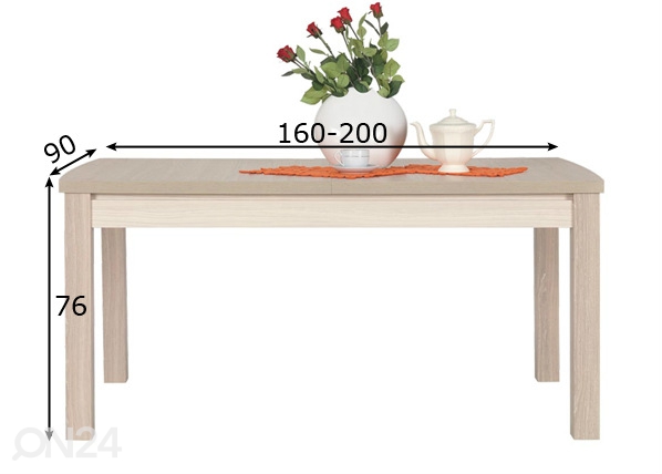 Удлиняющийся стол Axel 90x160-200 см размеры