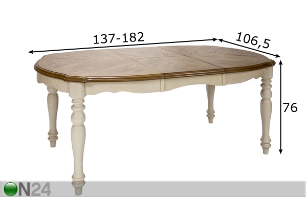Удлиняющийся стол Lily 106,5x 137-182 cm размеры