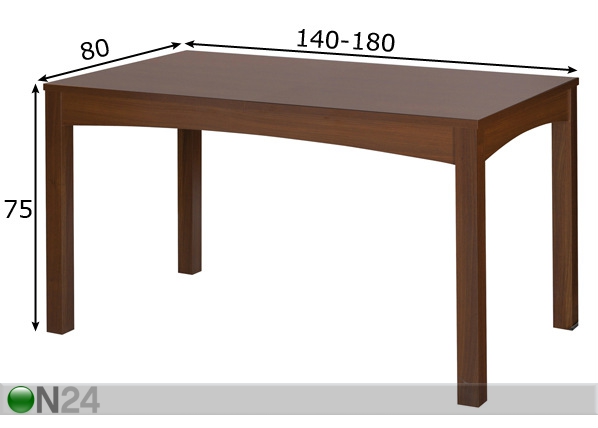 Удлиняющийся стол Meris 80x140-180 см размеры