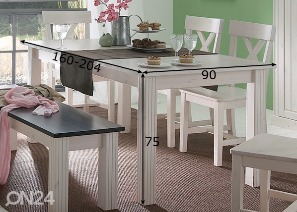 Удлиняющийся стол Monaco 401 90x160-204 cm размеры