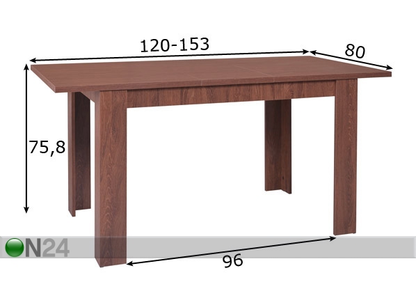 Удлиняющийся стол Standard 80x120-153 cm размеры