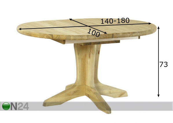 Удлиняющийся стол Stella Oval 100x140-180 cm размеры