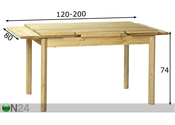 Удлиняющийся стол Taurene 80x120-200 cm размеры