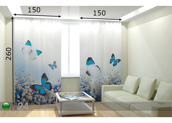 Фотошторы "Синяя бабочка" 300x260 см размеры