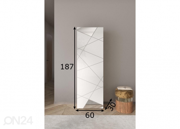 Шкаф в прихожую Vittoria 60 cm, белый глянцевый/зеркала размеры