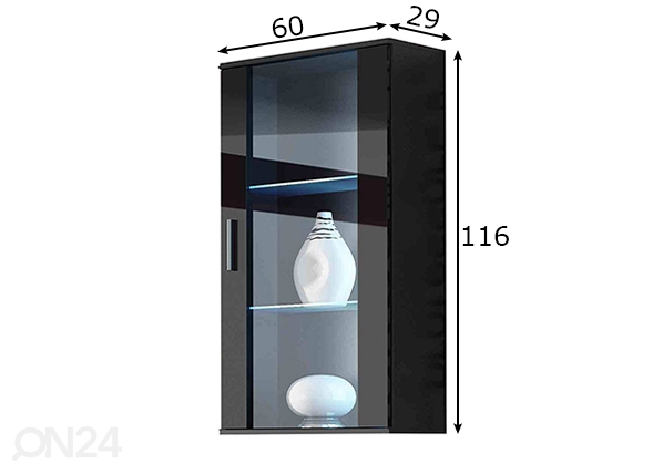 Шкаф-витрина 60 cm + LED размеры