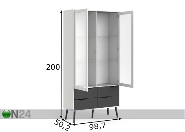 Шкаф-витрина Delta размеры