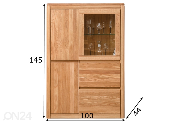 Шкаф-витрина Lausenne 2 Lux размеры