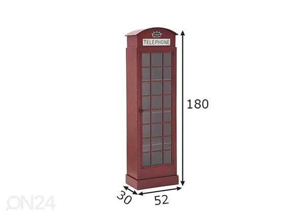 Шкаф-витрина Telephone Booth London размеры
