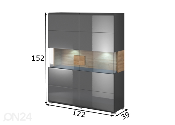 Шкаф-витрина, серый размеры