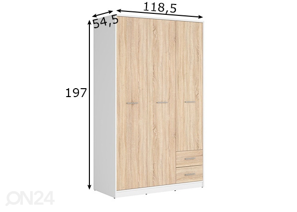 Шкаф платяной 118,5 cm размеры