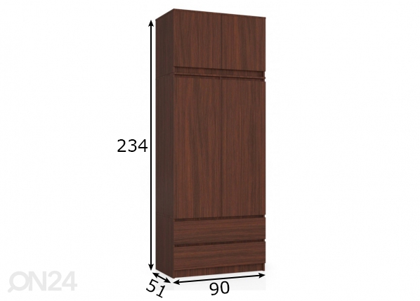 Шкаф платяной 90 cm, венге размеры