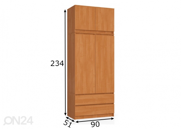 Шкаф платяной 90 cm, ольха размеры
