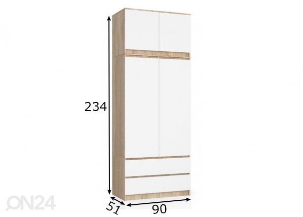 Шкаф платяной 90 cm, сонома / белый размеры