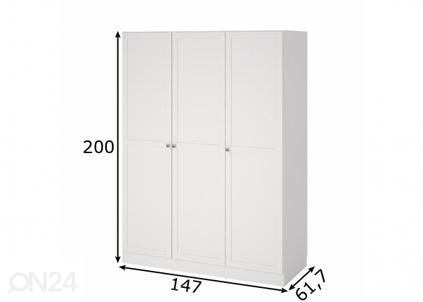 Шкаф платяной Billund 3, 147 cm белый размеры