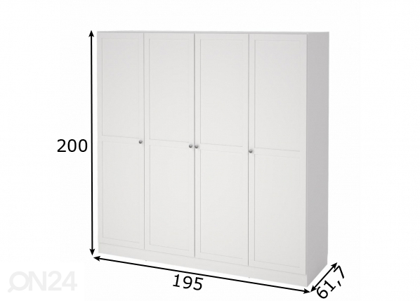 Шкаф платяной Billund 4, 195 cm белый размеры
