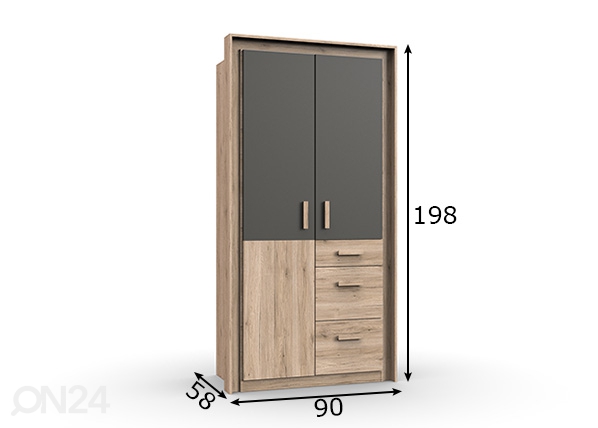 Шкаф платяной Kiruna размеры