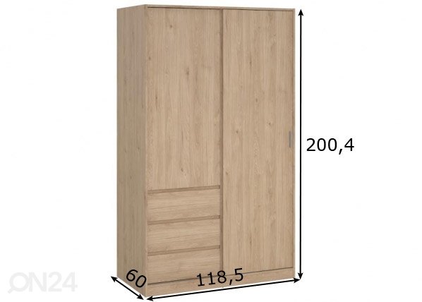 Шкаф платяной Naia 118 cm, hickory размеры