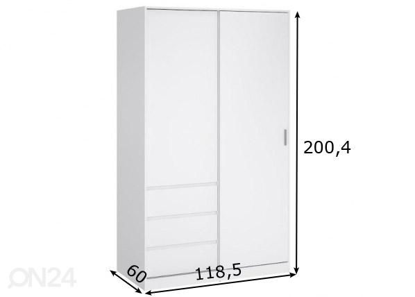 Шкаф платяной Naia 118 cm, белый/белый глянцевый размеры