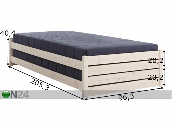 Штабелируемые кровати 90x200 cm, 2 шт размеры