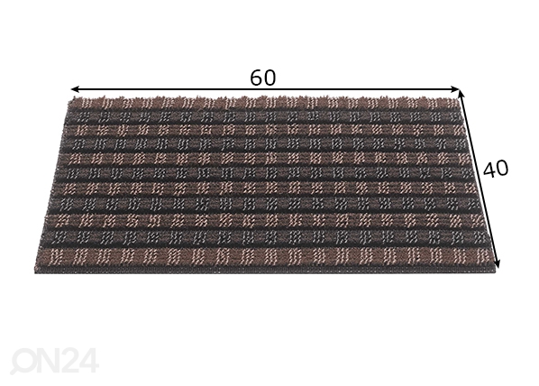 Щетинистый входной коврик Quadro Scrape 40x60cm, коричневый размеры