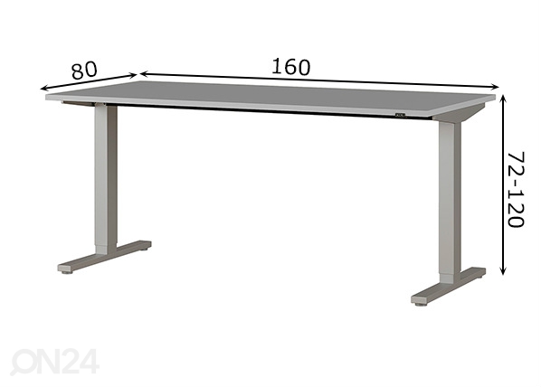 Электрически регулируемый рабочий стол Agenda 80x160 cm размеры