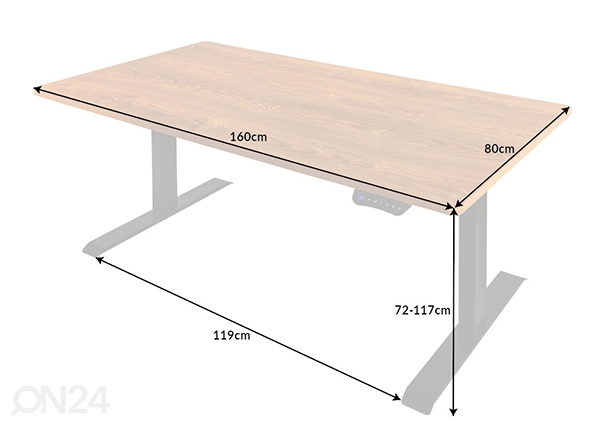 Электрически регулируемый рабочий стол Oak размеры