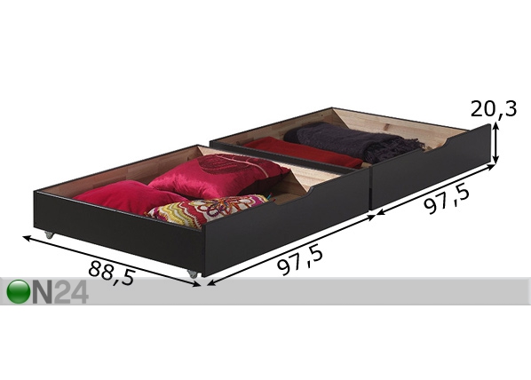 Ящики кроватные Pino, 2 шт размеры