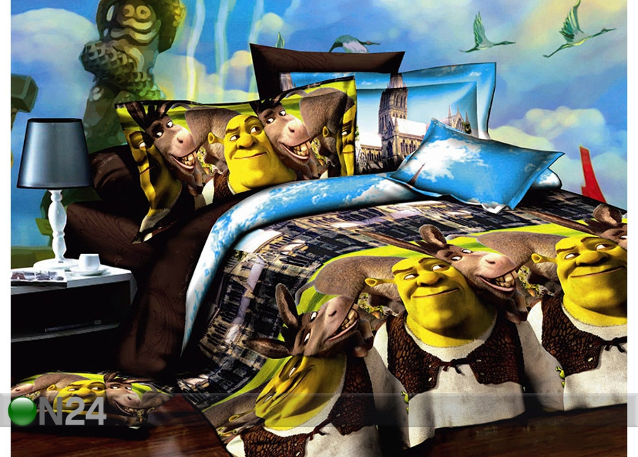 3D voodipesukomplekt Shrek 150x200 cm suurendatud