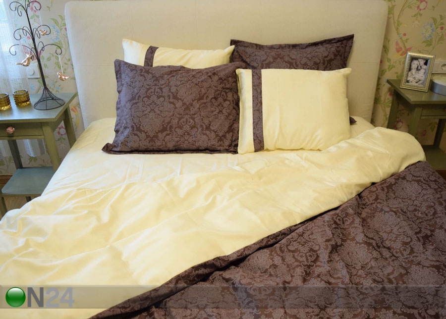 6-osaline puuvillasatiinist voodipesukomplekt Kuninglik pruun 150x210 cm suurendatud