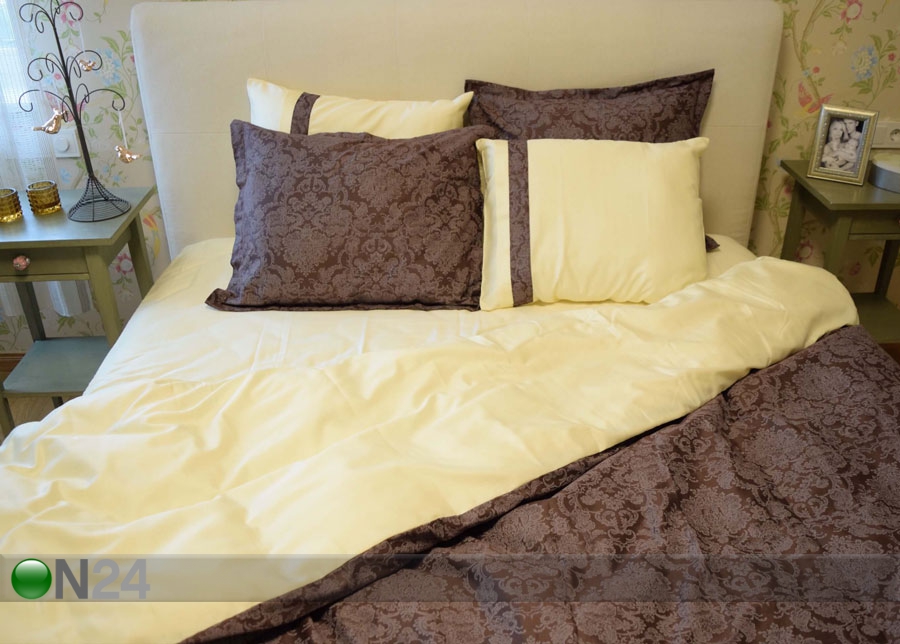 6-osaline puuvillasatiinist voodipesukomplekt Kuninglik pruun 240x210 cm suurendatud