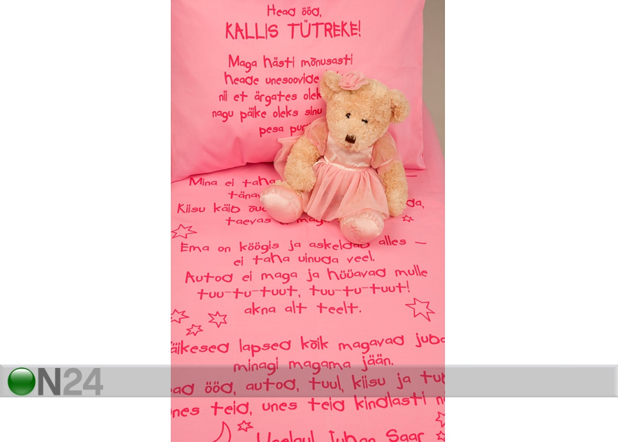 Beebide voodipesukomplekt roosa suurendatud
