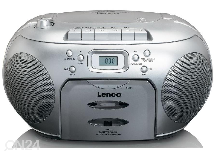 CD-raadio kassetimängijaga Lenco, hõbedane suurendatud