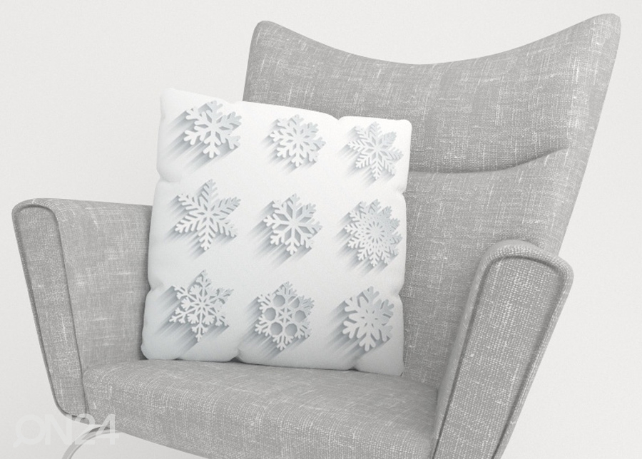 Dekoratiivpadjapüür Snowflakes 40x40 cm suurendatud