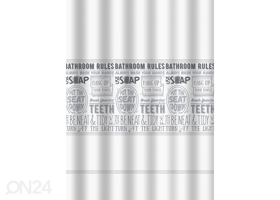 Dušikardin Bathroom Rules 180x200 cm suurendatud