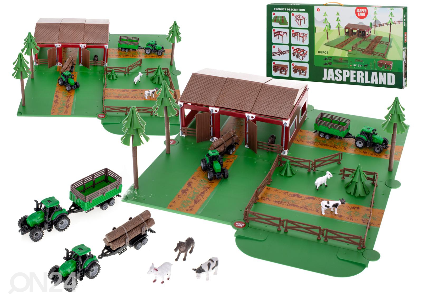 Farmi mäng koos traktori ja loomadega suurendatud