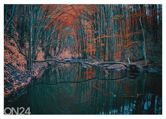 Fliis fototapeet Autumn Forest and Lake 416x290 cm suurendatud