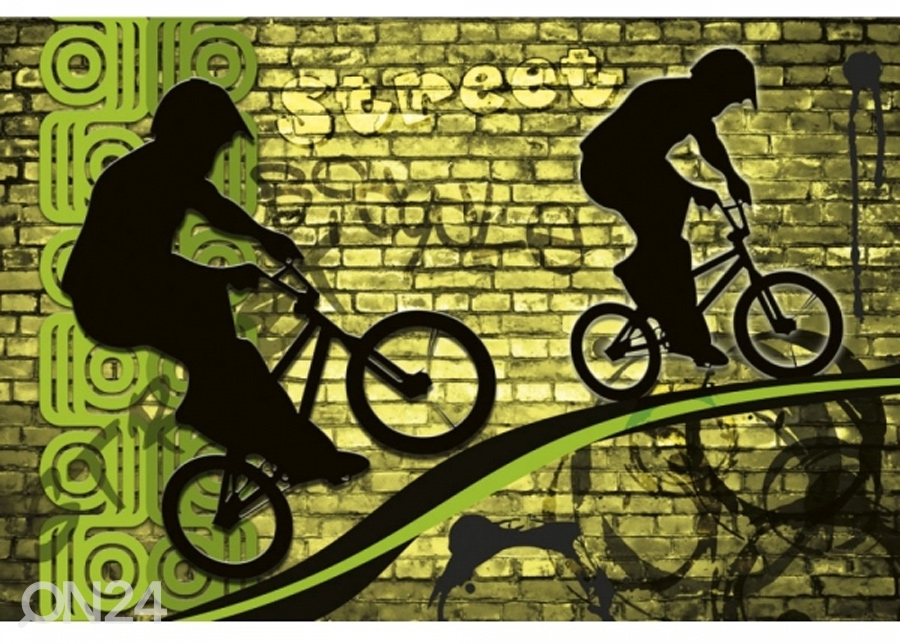 Fliis fototapeet Bicycle green 225x250 cm suurendatud