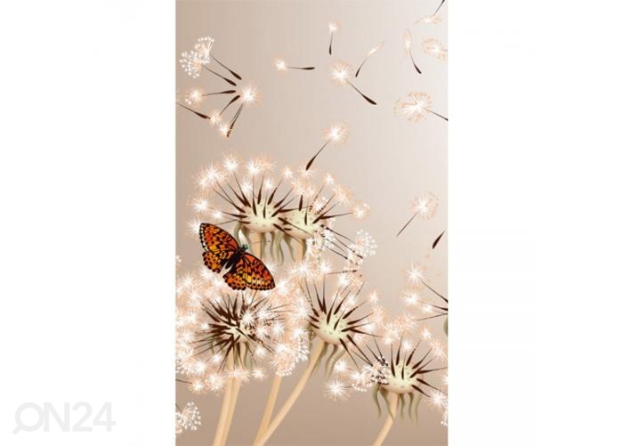 Fliis fototapeet Dandelions and butterfly 150x250 cm suurendatud