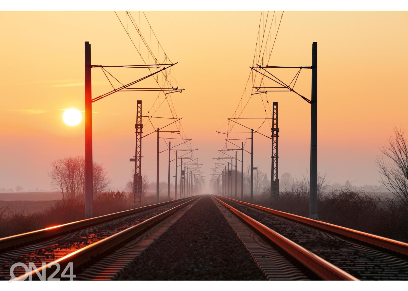 Fliis fototapeet Railway At Sunset suurendatud